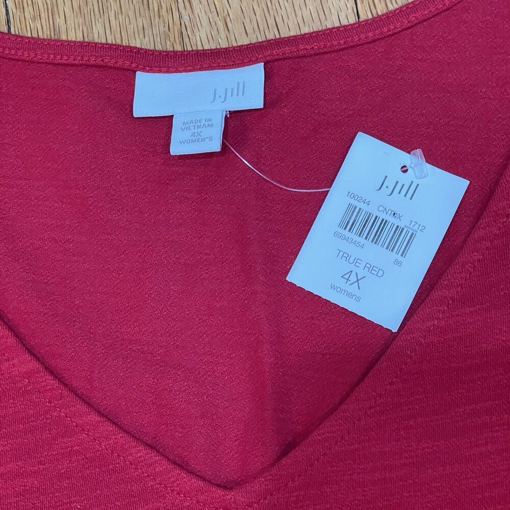 J Jill Casual V Neck Blouse Top Womens Plus Size 4X Cotton Blend NEW WITH TAGS - Picture 2 of 12